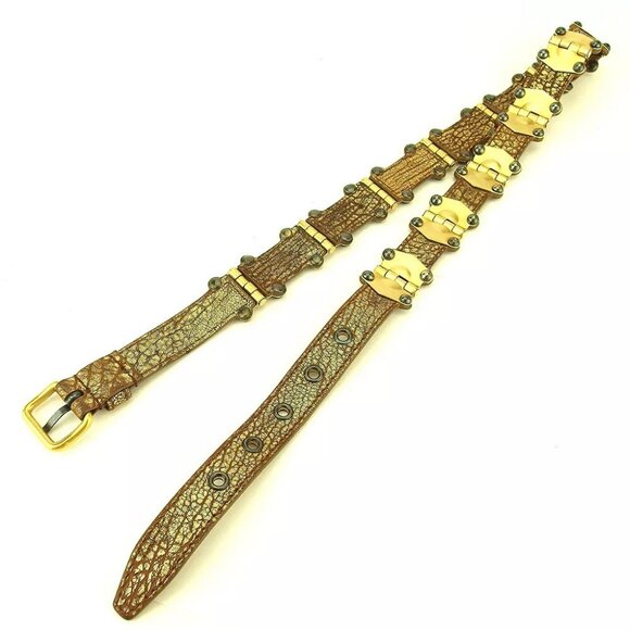 miu miu belt vintage leather ?~ Gold & Silver hardware Authentic USED - Picture 15 of 16